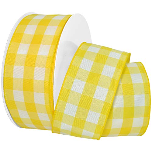 Morex Ribbon 7382.60/50-605 Gingham Style Band, Polyester, Daffodil, 2.5" x 50 yards von Morex Ribbon