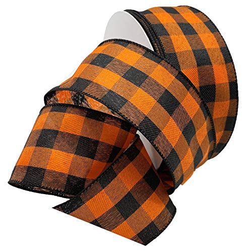 Morex Ribbon 7382.60/50-620 Gingham Style Band, Polyester, orange/schwarz, 2.5" x 50 yards, 45 Meter von Morex Ribbon