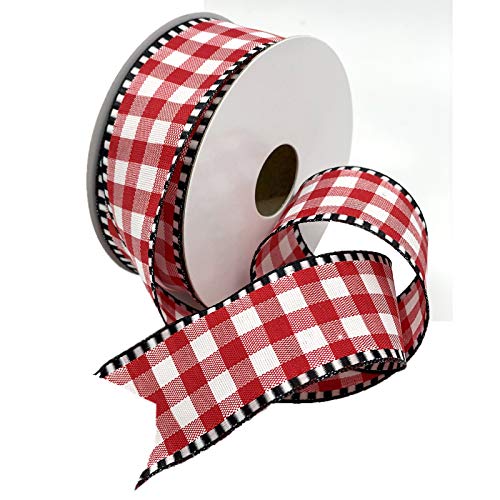 Morex Ribbon 8215.40/10-609 Gingham Edge Band, Polyester, rot, 9 Meter von Morex Ribbon