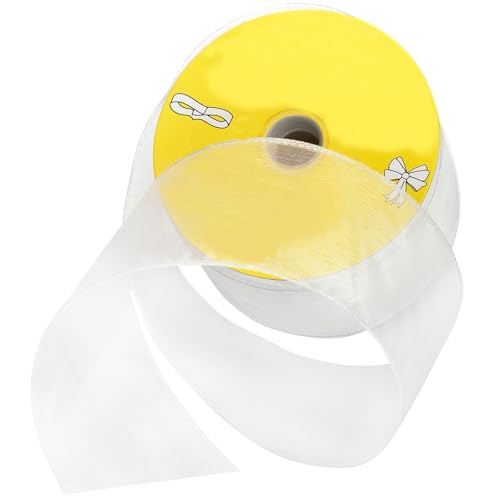 Morex Ribbon Chiffonband mit Draht, 5,4 cm (2 1/2 Zoll), mit 20 m Spule, Frostweiß von Morex Ribbon