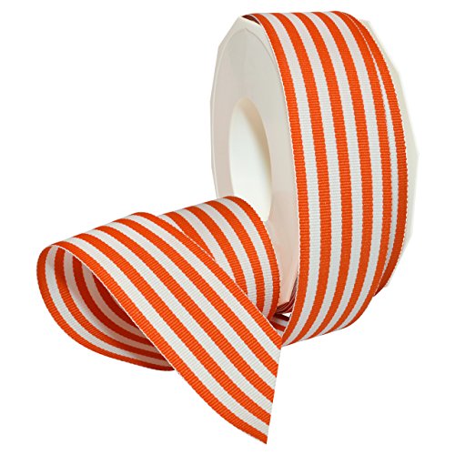 Morex Ribbon Dekoratives Ripsband aus Polyester, gestreift, 20 m, Orange, 3,8 cm von Morex Ribbon