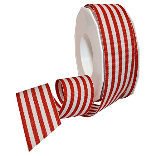 Morex Ribbon Dekoratives Ripsband aus Polyester, gestreift, 20 m, Rot, 3,8 cm von Morex Ribbon