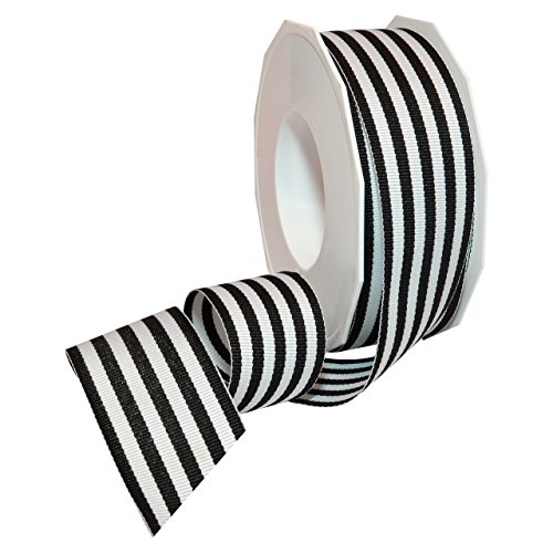 Morex Ribbon Dekoratives Ripsband aus Polyester, gestreift, 20 m, Schwarz, 3,8 cm von Morex Ribbon