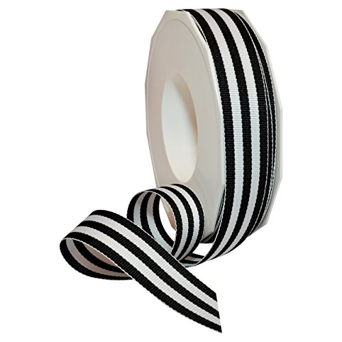 Morex Ribbon Dekoratives Ripsband aus Polyester, gestreift, 20 m, schwarz, 2,2 cm von Morex Ribbon