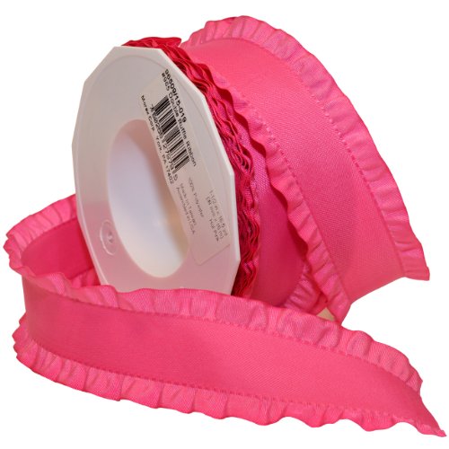 Morex Ribbon Doppel-Rüschenband, 3,8 cm x 16,5 m, Hot Pink von Morex Ribbon