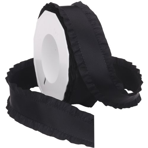 Morex Ribbon Doppel-Rüschenband, 3,8 cm x 16,5 m, Schwarz von Morex Ribbon