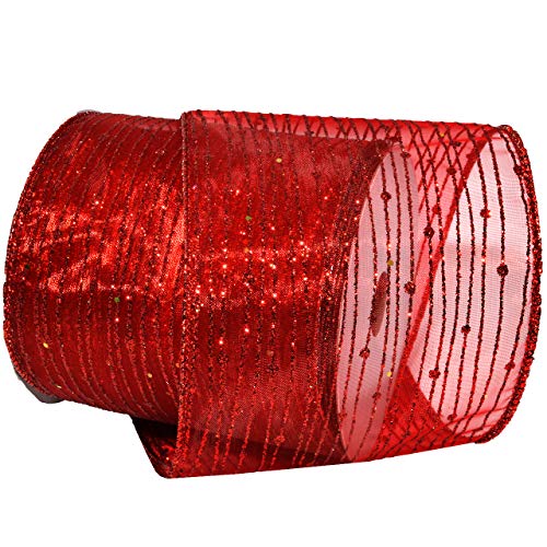 Morex Ribbon Funkelndes Band, 10,2 cm x 9,1 m, Rot von Morex Ribbon