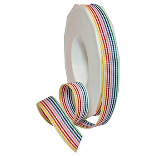 Morex Ribbon Polyester Grosgrain Striped Decorative Ribbon, 20 Yard, Candy Stripe, 5/8 in von Morex Ribbon