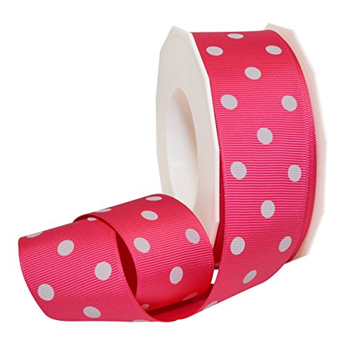 Morex Ribbon Ripsband Schleifenband, Polyester, Shocking Pink (weiße Punkte), 1.5 x 20 YD, 18 von Morex Ribbon