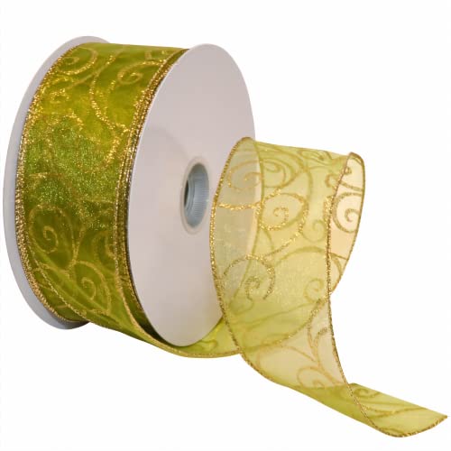 Morex Ribbon Schleifenband, 6,3 cm x 45,7 m, Moos/Gold von Morex Ribbon