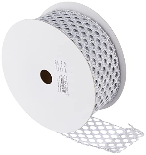 Morex Ribbon Wired Polyester Honeycomb Luxe Ribbon, 2.5" x 20-Yd, Silver von Morex Ribbon