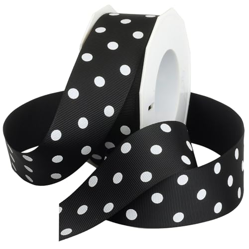 Morex Ripsband, 3,8 cm x 20 m Spule, schwarz mit weißen Punkten Morex Ripsband, 3,8 cm x 20 m Spule, schwarz mit weißen Punkten von Morex Ribbon