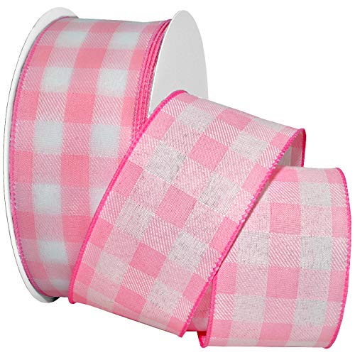 Morex Schleifenband im Gingham-Stil, Taft, 6,4 cm x 45,7 m, Hellrosa von Morex Ribbon