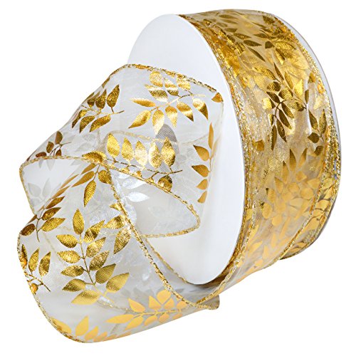 Morex Vineland Schleifenband aus Polyester, mit Draht, 6,8 cm x 22,9 m, Gold/goldfarben Morex Vineland Schleifenband aus Polyester, mit Draht, 6,8 cm x 22,9 m, Gold/goldfarben von Morex Ribbon