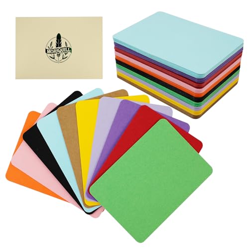 Moriquill 100 Blatt bunter ATC-Karton – 300 g/m² dicke Papierkarten, 6,3 x 8,9 cm, 10 Farben, doppelseitige Blanko-Karten für Sammelalben, Tagebücher, Bastelarbeiten, Geschenkanhänger und von Moriquill