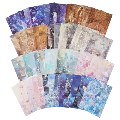 Moriquill 60 Blatt Fantasy Scrapbook Papier - Traumhaftes ästhetisches Journal Ephemera mit Ozean, Schloss, Feen-Designs für Collage, Junk Journal, DIY Basteln, mit Vintage-Umschlag von Moriquill