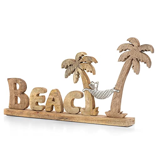 Moritz Skulptur Beach | Urlaub unter Palmen | 70 x 7 x 33 cm | Sommer Sonne Meer | Dekoration | Deko Aufsteller | Hängematte I Holz Aufsteller von Moritz