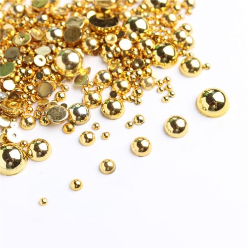 Halbrunde Perlen, ABS, flache Rückseite, Kunstperlen, Strasssteine, Scrapbook-Perlen, 3D-Nagelkunst, Basteldekorationen, Nagelkunst-Zubehör, 1000 Stück von Morningmo