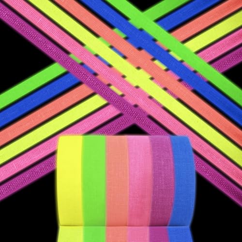 Fluoreszierendes Klebeband 6 Rollen Neon Klebeband Leuchtend 6 Farben Gaffers Tape Neon Klebeband UV Aktiv Tape Leuchtklebeband für Partydeko Halloween Handwerk Weihnachtsdeko (5m x 1,5cm) von Morocket