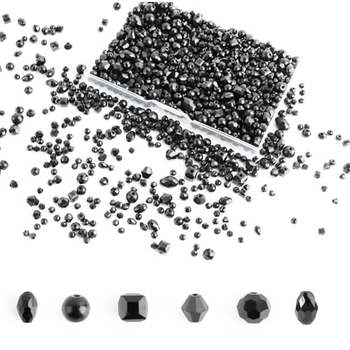 Morocket 1000 Stück Kristall Perlen Schwarz, 4/6/8 mm Facettierte Glasperlen, Crystal Beads, Perlen Zum Auffädeln, Kristallperlen zum Auffädeln, Perlen Glitzer für DIY Halsketten, Armbänder, Ohrringe Morocket 1000 Stück Kristall Perlen Schwarz, 4/6/8 mm Facettierte Glasperlen, Crystal Beads, Perlen Zum Auffädeln, Kristallperlen zum Auffädeln, Perlen Glitzer für DIY Halsketten, Armbänder, Ohrringe von Morocket