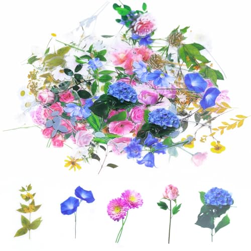Scrapbook Stickers Aufkleber Blumen, 160 Stück Transparente Scrapbooking Aufkleber, Vintage Scrapbooking Pflanzen Blumensticker Bunte Blumenaufkleber für Scrapbook Tagebuch, DIY Karten Album, Laptops Scrapbook Stickers Aufkleber Blumen, 160 Stück Transparente Scrapbooking Aufkleber, Vintage Scrapbooking Pflanzen Blumensticker Bunte Blumenaufkleber für Scrapbook Tagebuch, DIY Karten Album, Laptops von Morocket