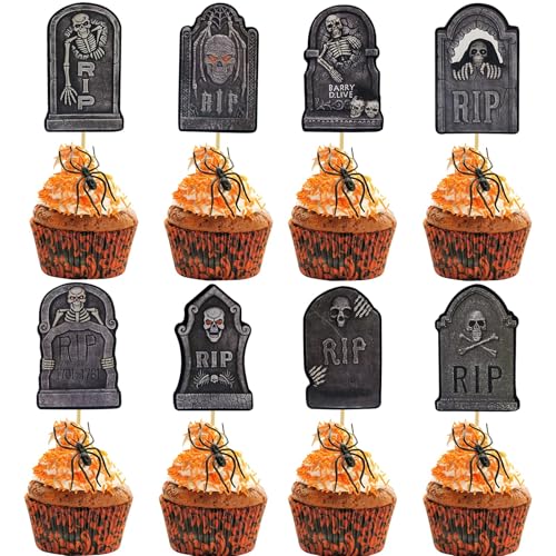 Morofme 24pcs Halloween Cupcake Toppers Grabsteine Cupcake Picks Graveyard Kuchen Topper Grabstein Kuchen Picks Scary Halloween Cupcake Dekoration für Halloween Horror Party Supplies Morofme 24pcs Halloween Cupcake Toppers Grabsteine Cupcake Picks Graveyard Kuchen Topper Grabstein Kuchen Picks Scary Halloween Cupcake Dekoration für Halloween Horror Party Supplies von Morofme