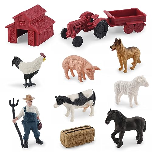 Morofme Realistische Mini Scheune Bauernhof Spielzeug Traktor Playset - Kunststoff Bauernhof Tier Figur Bauernhof Kuchen Topper Figuren Landwirt Fahrzeug Spielzeug LKW mit Anhänger für Kinder Morofme Realistische Mini Scheune Bauernhof Spielzeug Traktor Playset - Kunststoff Bauernhof Tier Figur Bauernhof Kuchen Topper Figuren Landwirt Fahrzeug Spielzeug LKW mit Anhänger für Kinder von Morofme