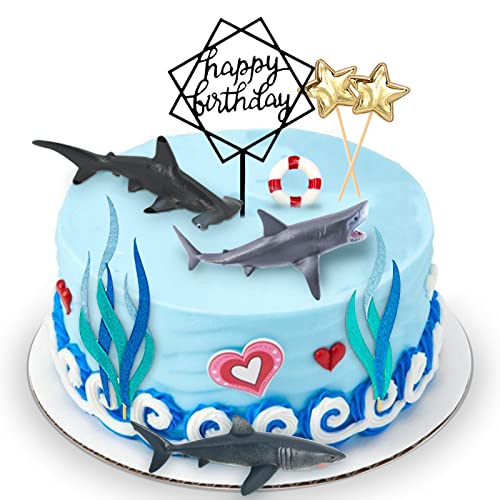 Morofme Shark Cake Toppers 9pcs, Shark Birthday Cake Cupcake Topper Mini Toy Figurines, Shark Cake Decoration for Under the Sea Ocean Shark UnderwaterThema Birthday Baby Shower Party Supplies von Morofme
