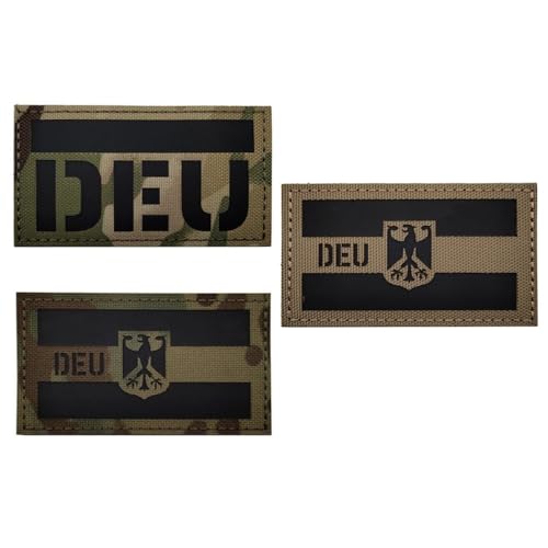 3 Pack, DEU Deutsche Flagge IR Infrarot Reflektierend Patches Für Taktische Militär Kleidung Rucksack Baseballkappe Uniform Weste Hundegeschirr Patch von Morpome