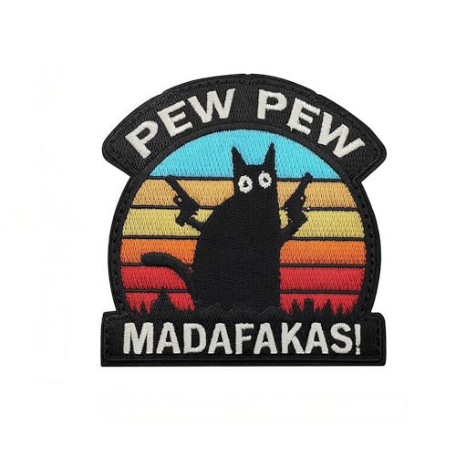 PEW PEW MADAFAKAS mit Pistole Aufnäher Moral Patches Klett Stickerei Taktische Klettverschluss Für Kleidung Rucksack Baseballkappe Uniform Weste Hundegeschirr (Mehrfarbige) von Morpome