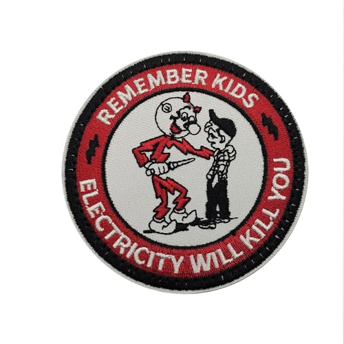 Remember Kids Electricity Will Kill You Patches Klett Stickerei Klettverschluss Für Taktische Militär Kleidung Rucksack Baseballkappe Uniform Weste Hundegeschirr Remember Kids Electricity Will Kill You Patches Klett Stickerei Klettverschluss Für Taktische Militär Kleidung Rucksack Baseballkappe Uniform Weste Hundegeschirr von Morpome