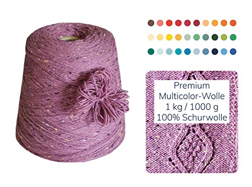 1 kg Strickwolle Multicolor Farbverlauf Schurwolle Merinowolle Handstrick günstige Wolle zum Stricken Häkeln Sockenwolle Garn 1000g Nadel 3 3,5 4 - Rosa Altrosa von Moschen Bayern
