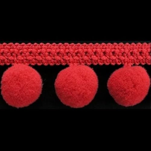 (DE) Luxus Bommelborte Breite 35 mm Ø20 mm Farbe rot Pompons Deko Pompomband Boules von Mosel Avenue Art & Gobelin Studio