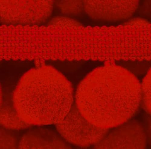 1 Meter Feine Bommelborte Breite 3,5cm Ø2 cm Farbe rot Pompons Pompon Dekoborte Shabby Chic (DE) von Mosel Avenue Art & Gobelin Studio
