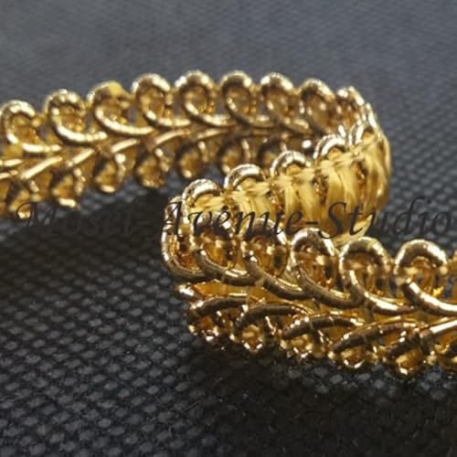 2 Meter Feine Spitzen 1,0 cm breit Farbe Lurex-gold Metallisiertes Zierband Bordüre Brokat Goldborte Schmuckband Lurexband Spitze für Kissen Kleidung Kostüme Lampenschirme Gardinen DIY Nähen uzw. von Mosel Avenue Art & Gobelin Studio