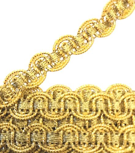 2 Meter Metallisiertes Zierband 1 cm breit Farbe Lurex-gold Bordüre Brokat Goldborte Schmuckband Lurexband Spitze für Kissen Kleidung Kostüme Lampenschirme Gardinen DIY Nähen uzw. von Mosel Avenue Art & Gobelin Studio