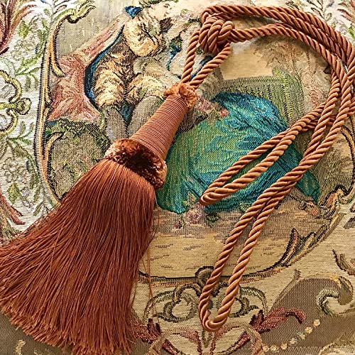 Mosel Avenue Art & Gobelin Studio (DE) Raffhalter 65 cm mit Kordel Quaste 22 cm Farbe Kupfer Schmuckquaste Gardinen Vorhang Gardinenhalter Quaste Halter für Gardinen Barock Design von Mosel Avenue Art & Gobelin Studio