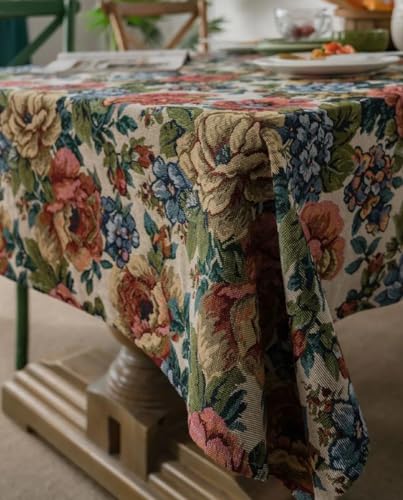 Mosel Avenue Art & Gobelin Studio *DE* Exklusiv Tischdecke aus Gobelinstoff 1,4 m x 2,2 m Gobelin Jacquard Stoff Rose Blumen von Mosel Avenue Art & Gobelin Studio