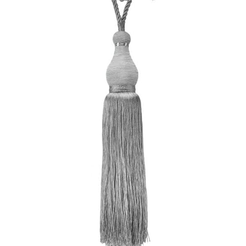 Mosel Avenue Art & Gobelin Studio Luxus XL Gardinenhalter mit Kordel 75 cm Quaste 33 cm Farbe Grau Raffhalter Quaste Barock (Silber) von Mosel Avenue Art & Gobelin Studio