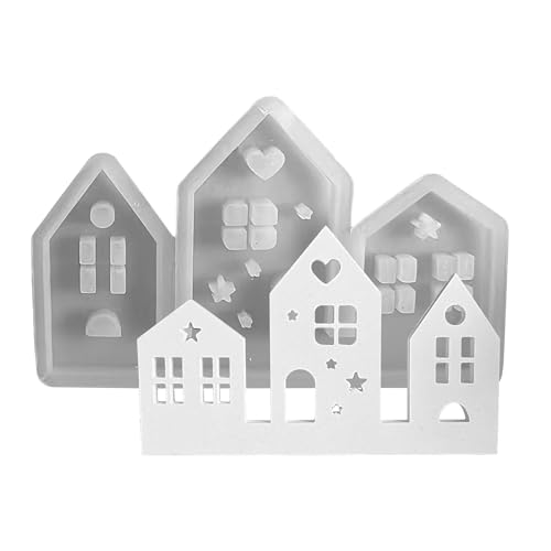 Moslalo Hausform,Harz-Hausform - Kerzenhalter-Einsatzform - Haus Ornamente Silikon Form DIY Form Zement Gips Epoxidharz Hause Dekoration Handwerk Ornamente von Moslalo