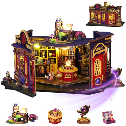 Mostop DIY Miniature Dollhouse Kit, Wooden Dollhouse Kit Miniature House Kit with LED Light,Creative Room Idea for Kids/Adults Magic House DIY Kits (Magic Energy Station) von Mostop
