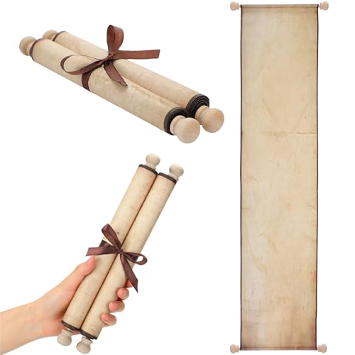 MotiMind 2 Stück Vintage Blanko-Papierrollen Vintage Scroll Papier gewickelt auf Holzstab lange gealterte Blanko-Schriftrolle zum Schreiben, Zeichnen, Kalligraphie, 22,9 x 91,4 cm MotiMind 2 Stück Vintage Blanko-Papierrollen Vintage Scroll Papier gewickelt auf Holzstab lange gealterte Blanko-Schriftrolle zum Schreiben, Zeichnen, Kalligraphie, 22,9 x 91,4 cm von MotiMind