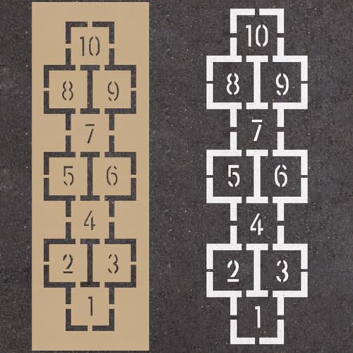 MotiMind 228,6 x 61 cm klassische Hopscotch-Schablone, Spielplatz, faltbar, Malschablonen, Karton, wiederverwendbare Vorlage für Spielplatz und Gehweg MotiMind 228,6 x 61 cm klassische Hopscotch-Schablone, Spielplatz, faltbar, Malschablonen, Karton, wiederverwendbare Vorlage für Spielplatz und Gehweg von MotiMind