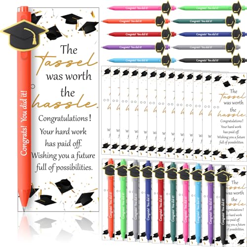MotiMind 50 Sets Abschlusskugelschreiber, Klasse 2025, Geschenk für Abschlusskappe, Kugelschreiber mit motivierenden Grußkarten, Partygeschenke für Universität, Universität, Hochschule, Mittelschule MotiMind 50 Sets Abschlusskugelschreiber, Klasse 2025, Geschenk für Abschlusskappe, Kugelschreiber mit motivierenden Grußkarten, Partygeschenke für Universität, Universität, Hochschule, Mittelschule von MotiMind