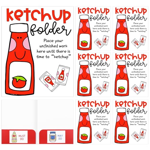 MotiMind Ketchup-Ordner mit Taschen, 29,2 x 24,1 cm, niedliches beschichtetes Papier, 2 Taschen, Ordner für Schule, Büro, Büro, Zuhause, 6 Stück MotiMind Ketchup-Ordner mit Taschen, 29,2 x 24,1 cm, niedliches beschichtetes Papier, 2 Taschen, Ordner für Schule, Büro, Büro, Zuhause, 6 Stück von MotiMind