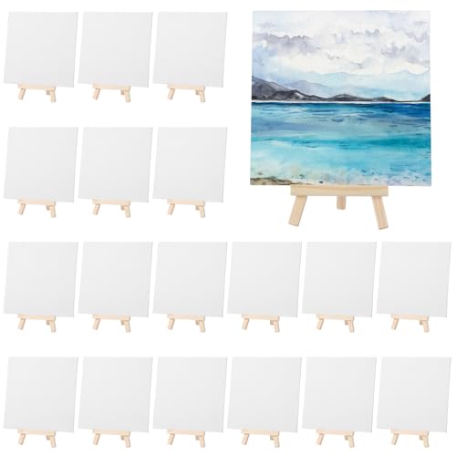 MotiMind Mini-Leinwandtafeln mit Staffelei-Set zum Malen, 15 x 15 cm, Leinwand mit 15 cm Holzstaffeleien für Öl-, Acrylmalerei, Geburtstagsparty, Gastgeschenke, Studenten, Schulanfang, Klasse MotiMind Mini-Leinwandtafeln mit Staffelei-Set zum Malen, 15 x 15 cm, Leinwand mit 15 cm Holzstaffeleien für Öl-, Acrylmalerei, Geburtstagsparty, Gastgeschenke, Studenten, Schulanfang, Klasse von MotiMind