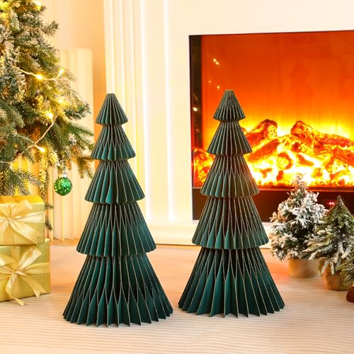 Motipuns 2 Stück 50,8 cm extra großer Weihnachtsbaum, Wabenaufsatz, 3D-Glitzerrand, Papier, Wabenbaum, rustikal, wiederverwendbar, Dekoration für Zuhause, Urlaub, Kamin, Schreibtisch, Boden Motipuns 2 Stück 50,8 cm extra großer Weihnachtsbaum, Wabenaufsatz, 3D-Glitzerrand, Papier, Wabenbaum, rustikal, wiederverwendbar, Dekoration für Zuhause, Urlaub, Kamin, Schreibtisch, Boden von Motipuns