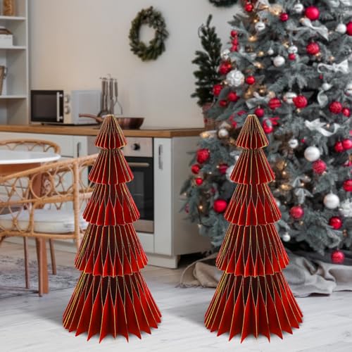 Motipuns 2 Stück 50,8 cm roter Weihnachtsbaum, Wabenaufsatz, 3D-Glitzerkante, Papier-Wabenbaum, rustikal, wiederverwendbar, Dekoration für Zuhause, Urlaub, Kamin, Schreibtisch, Boden Motipuns 2 Stück 50,8 cm roter Weihnachtsbaum, Wabenaufsatz, 3D-Glitzerkante, Papier-Wabenbaum, rustikal, wiederverwendbar, Dekoration für Zuhause, Urlaub, Kamin, Schreibtisch, Boden von Motipuns