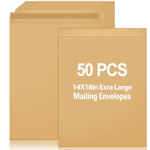 Motipuns 50 Stück 35,6 x 45,7 cm extra große Versandtaschen mit gummierten Klappen, Katalog Jumbo-Versandtaschen für Versand, Aufbewahrung und Organisation von Dokumenten, Bürobedarf (Kraft) von Motipuns