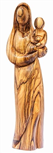 Motivationsgeschenke Holzfigur Heilige Maria mit Kind 21cm Olivenholz aus Bethlehem | Muttergottes Statue | Handgeschnitzte Figur | Deko Heiligenfigur | Madonna mit Kind aus Holz von Motivationsgeschenke